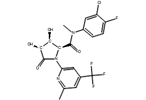 N-((2S,3S)-4-(4-Chlorophenyl)-3-(3-cyanophenyl)butan-2-yl)-2-methyl-2-(5-(trifluoromethyl)pyridin-2-yloxy)propanamide structure, CAS 1204240-86-7