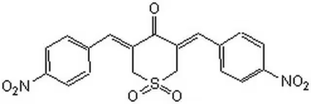 4H-Thiopyran-4-one,tetrahydro-3,5-bis[(4-nitrophenyl)methylene]-1,1-dioxide structure, CAS 108477-18-5