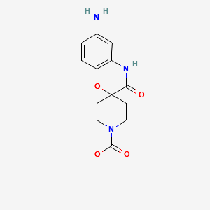 Tert-butyl6-amino-3-oxo-3,4-dihydrospiro[benzo[b][1,4]oxazine-2,4'-piperidine]-1'-carboxylate structure, CAS 1233026-74-8