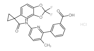 3-(6-{[1-(2,2-Difluoro-benzo[1,3]dioxol-5-yl)-cyclopropanecarbonyl]-amino}-3-methyl-pyridin-2-yl)-benzoicacidhydrochloride structure, CAS 1160221-26-0