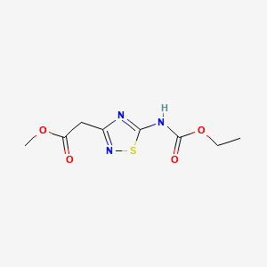 1,2,4-Thiadiazole-3-aceticacid,5-[(ethoxycarbonyl)amino]-,methylester structure, CAS 150215-07-9