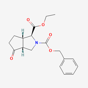 (1.Alpha.,3a.alpha.,6a.alpha.)-Hexahydro-4-oxo-cyclopenta[c]pyrrole-1,2(1H)-dicarboxylicacid-1-Ethyl2-(phenylmethyl)ester structure, CAS 158340-62-6