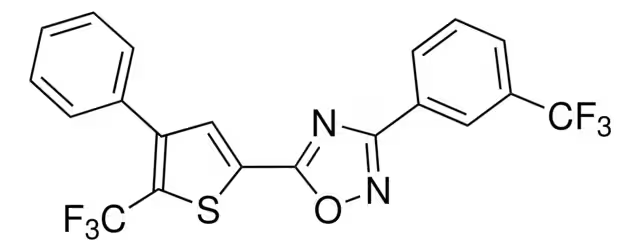 5-[4-Phenyl-5-(trifluoromethyl)-2-thienyl]-3-[3-(trifluoromethyl)phenyl]-1,2,4-oxadiazole structure, CAS 256414-75-2