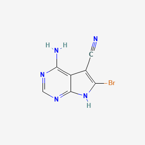 4-Amino-6-bromo-7H-pyrrolo[2,3-d]pyrimidine-5-carbonitrile structure, CAS 19393-83-0