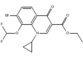 Ethyl-7-bromo-1-cyclopropyl-8-difluoromethoxy-1,4-dihydro-4-oxoquinoline-3-carboxylate structure, CAS 194805-07-7