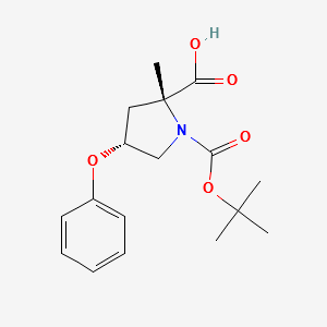 (2R,4R)-4-Phenoxy-1,2-pyrrolidinedicarboxylicacid1-(1,1-dimethylEthyl)-2-methylester structure, CAS 198969-19-6