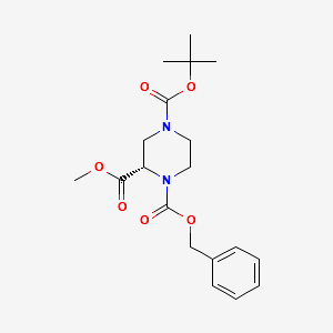 1,2,4-Piperazinetricarboxylicacid,4-(1,1-dimethylEthyl)2-methyl1-(phenylmethyl)ester,(2S)- structure, CAS 314741-38-3