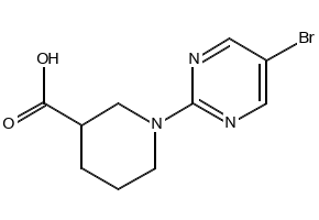 1-(5-Bromopyrimidine-2-yl)piperdine-3-carboxylicacid structure, CAS 799283-93-5