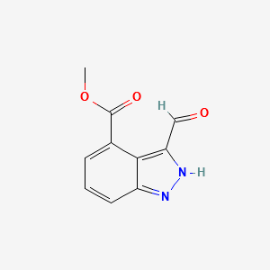 Methyl3-formyl-4-indazolecarboxylate structure, CAS 433728-79-1