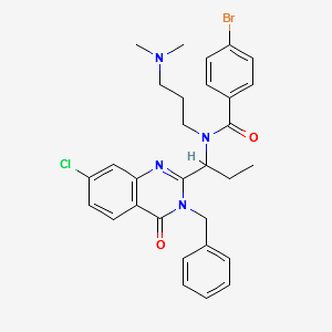 N-[1-(3-Benzyl-7-chloro-4-oxo-3,4-dihydro-quinazolin-2-yl)-propyl]-4-bromo-N-(3-dimethylamino-propyl)-benzamide structure, CAS 336115-72-1