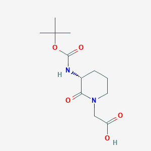 (R)-2-(3-(tert-Butoxycarbonylamino)-2-oxopiperidin-1-yl)aceticacid structure, CAS 82611-51-6