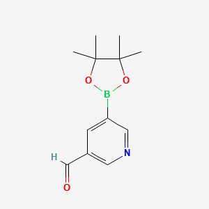 5-(4,4,5,5-tetramethyl-1,3,2-dioxaborolan-2-yl)nicotinaldehyde structure, CAS 848093-29-8