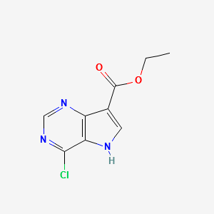 Ethyl4-chloro-5H-pyrrolo[3,2-d]pyrimidine-7-carboxylate structure, CAS 853058-42-1