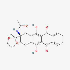 Acetamide,N-[1,2,3,4,6,11-hexahydro-5,12-dihydroxy-2-(2-methyl-1,3-dioxolan-2-yl)-6,11-dioxo-2-naphthacenyl]-,(R)- structure, CAS 86264-76-8
