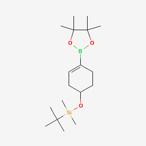 Tert-Butyldimethyl(4-(4,4,5,5-tetramethyl-1,3,2-dioxaborolan-2-yl)cyclohex-3-enyloxy)silane structure, CAS 865869-27-8