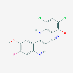 4-[(2,4-Dichloro-5-methoxyphenyl)amino]-7-fluoro-6-methoxy-3-quinolinecarbonitrile structure, CAS 622369-46-4